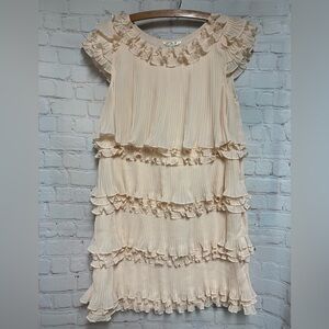 NWOT Geode Elegant Beige Ruffle Dress Size S